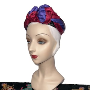 Wonderful Vintage 1940s Raffia & Satin Hat by Kurz New York