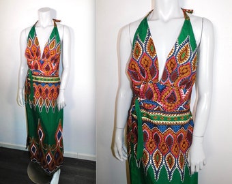 Vintage 70s cotton Bou Boudina Dashiki in cream and brown
