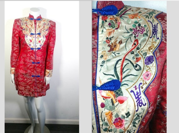 Gorgeous & Unusual 1940s Embroidered Silk Chinese