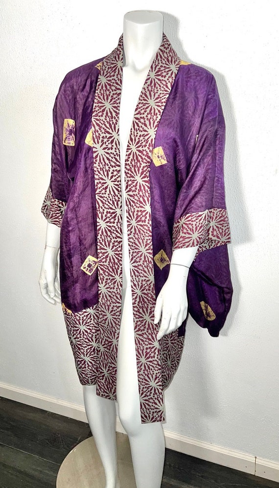 Gorgeous Reversible Japanese Silk Kimono w Purple… - image 5