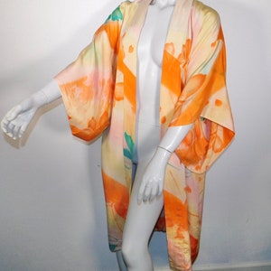 Beautiful Vintage 20s 30s Hand Painted Silk Butterfly Kimono image 4