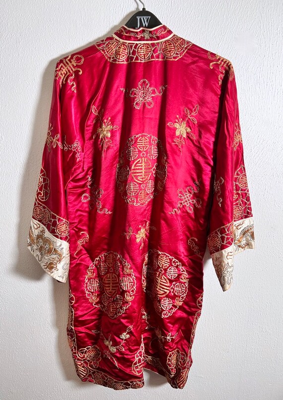 Lovely Antique Chinese Silk Robe Jacket w Metallic Em… Gem