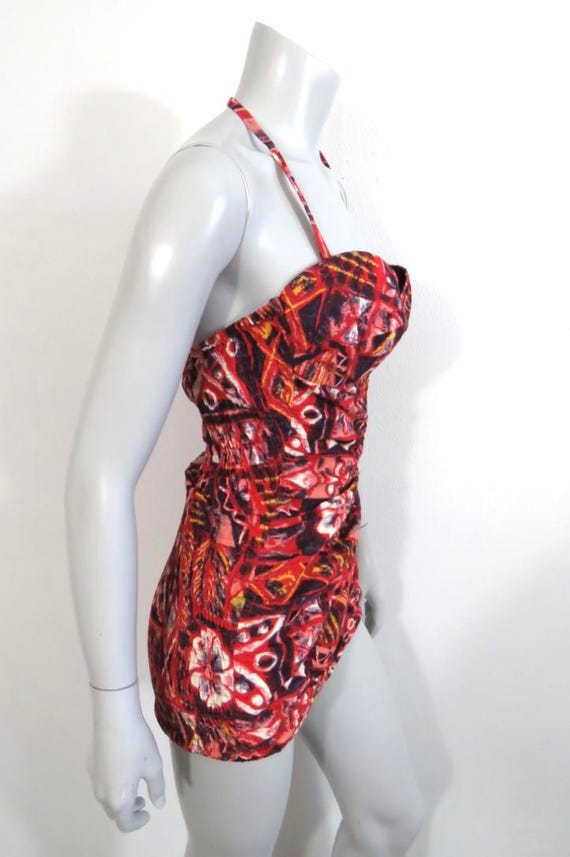 Vintage Early 50s Miss Hawaii One Piece Ruched Sw… - image 2