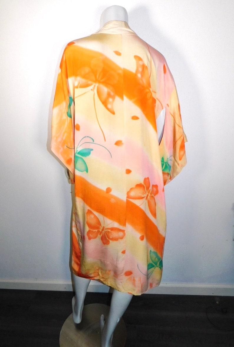 Beautiful Vintage 20s 30s Hand Painted Silk Butterfly Kimono image 6