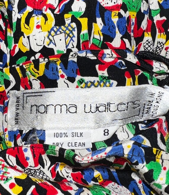 80s Does 40s Vintage Norma Walters Silk Novelty P… - image 6