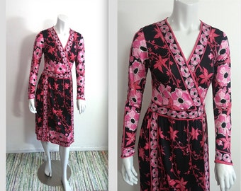 Gorgeous Vintage 70s Emilio Pucci Dress in Pinks & Reds S