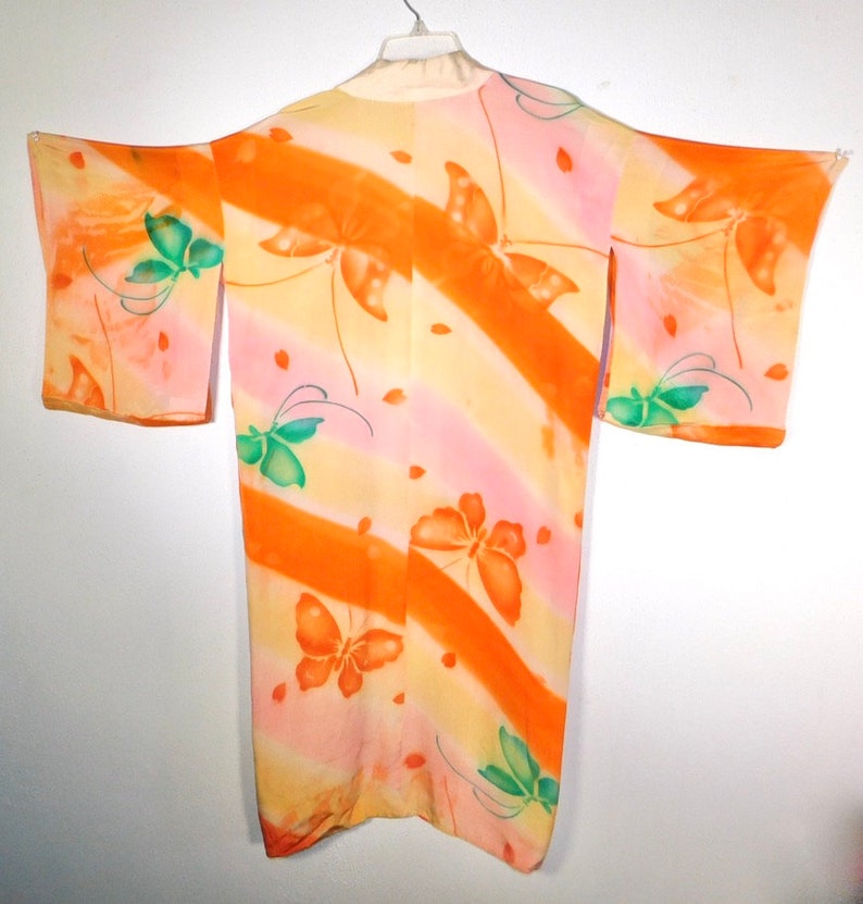 Beautiful Vintage 20s 30s Hand Painted Silk Butterfly Kimono image 2