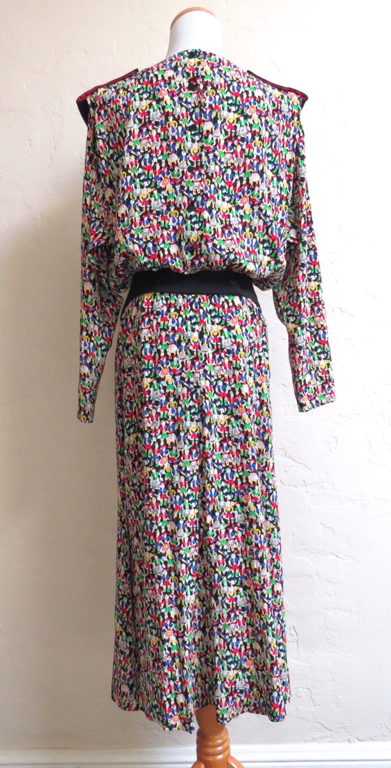 80s Does 40s Vintage Norma Walters Silk Novelty P… - image 3
