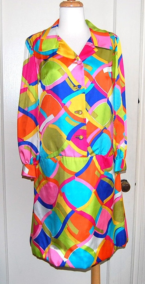 SALE-BH Wragge Colorful MOD 1970 Psychedelic Silk