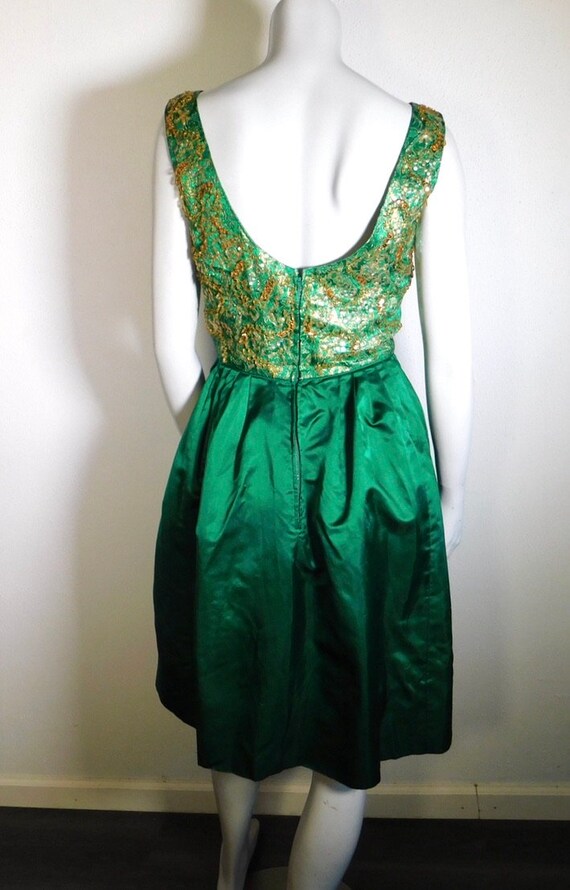 Vintage 50s Frank Starr Silk Satin Beaded Sequine… - image 4