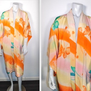Beautiful Vintage 20s 30s Hand Painted Silk Butterfly Kimono image 3