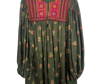 RARE 60er Jahre Afghan Pakistanische Bestickte Hippie Bluse Gr. 38 Büste L XL