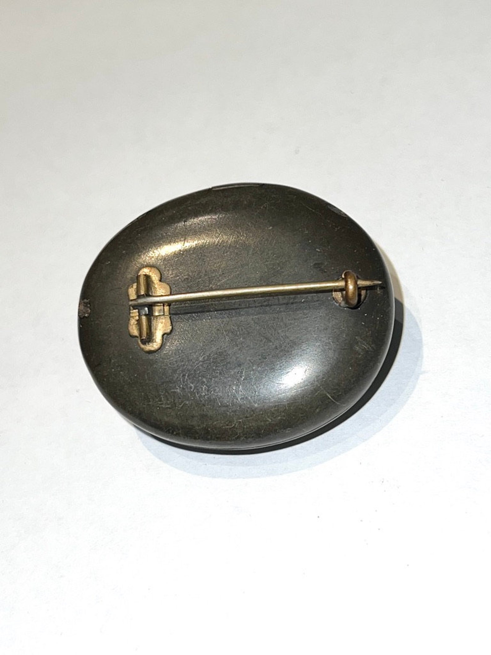 Rare Victorian Mourning Gutta Percha Locket Brooch Etsy