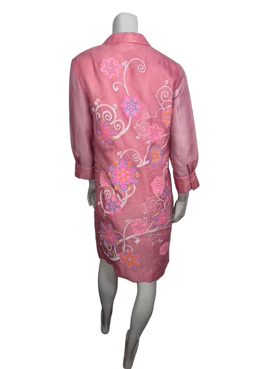 Great Vintage Alfred Shaheen Pink Floral Late 196… - image 5