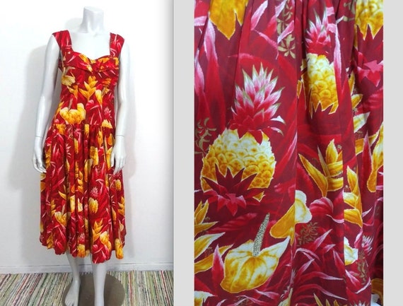 Rare Volup 40s 50s Pineapple Print Hawaiian Sundre