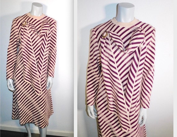 Vintage Groovy Mod 70s Italian Pink & Red Striped