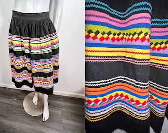 Rare Vintage 1950s Colorful Seminole Patchwork Circle Skirt