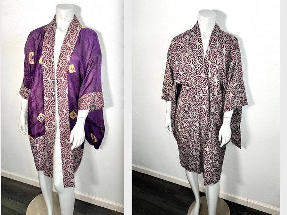 Gorgeous Reversible Japanese Silk Kimono w Purple… - image 1