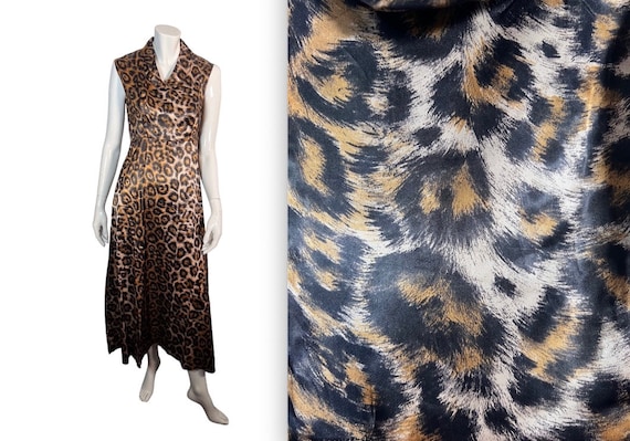Robe BCBGMAXAZRIA Imprimé Animal - Col Coudé - Taille M - Noir - Occasion Très Bon État