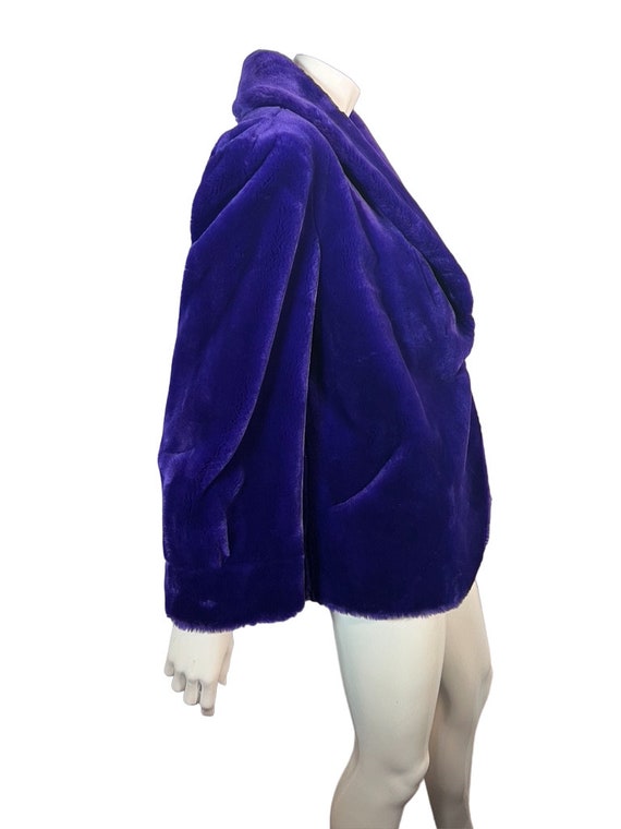 Vintage 80s Violet Purple Couture Helene Faux Fur… - image 3