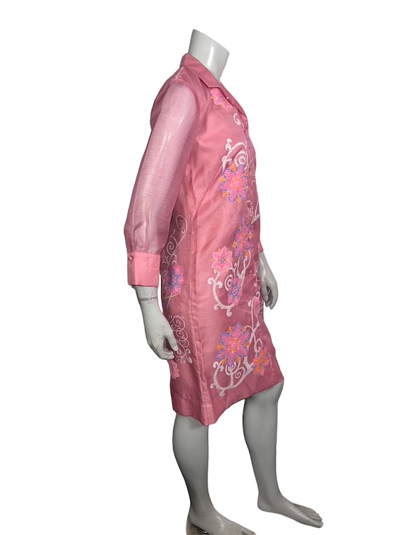 Great Vintage Alfred Shaheen Pink Floral Late 196… - image 4