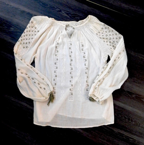 Gorgeous Vintage 30s 40s Hungarian Embroidered Pea
