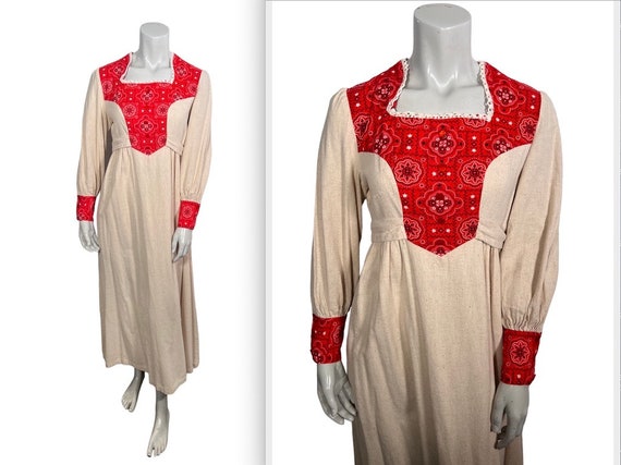 Vintage 70s Cottagecore Gunne Sax Style Maxi Dress w … - Gem