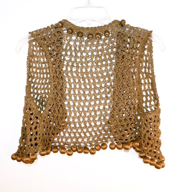 Amazing Antique Metallic Gold Woven Crocheted Vic… - image 2