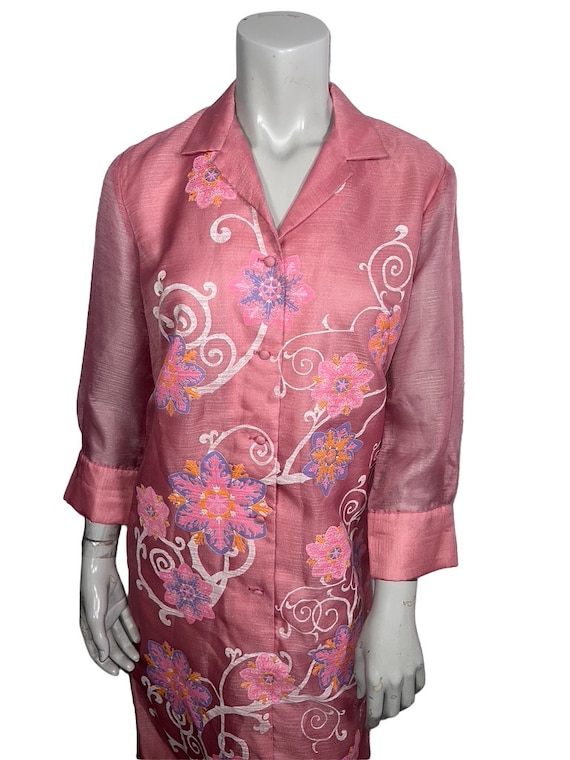 Great Vintage Alfred Shaheen Pink Floral Late 196… - image 2
