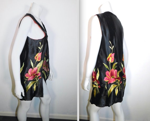 Vintage 1920s 30s Flower Embroidered Flapper Vest