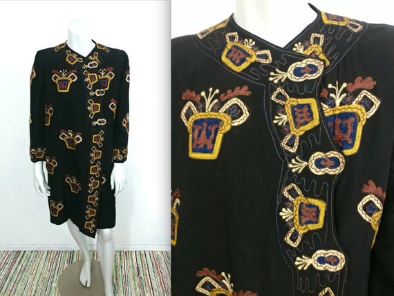 Fantastic Vintage 20s 30s Heraldic Embroidered Fla