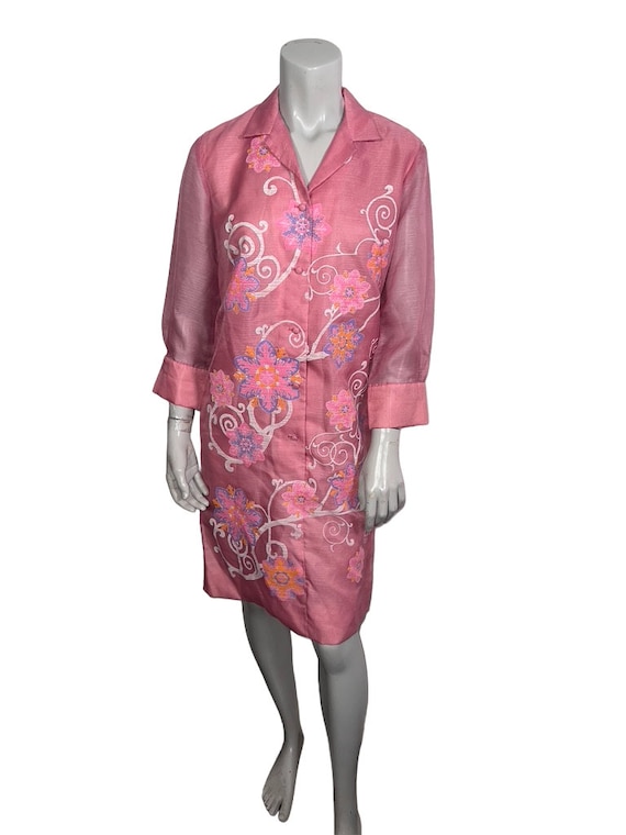 Great Vintage Alfred Shaheen Pink Floral Late 196… - image 3