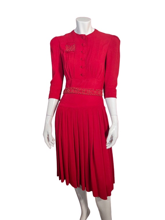 Wonderful Vintage Late 30s FOGA Rayon Crepe Dress… - image 2