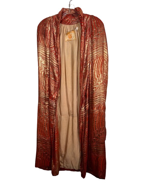 Amazing Vintage 1920s Orange & Gold Lame Metallic… - image 7