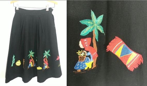 Whimsical & Rare Vintage 1930s Mexican Applique Wo