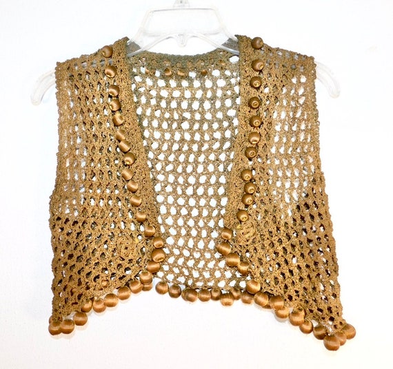 Amazing Antique Metallic Gold Woven Crocheted Vic… - image 1