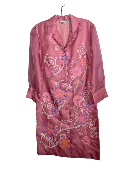 Great Vintage Alfred Shaheen Pink Floral Late 196… - image 8