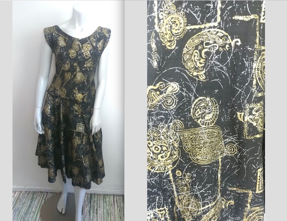 Rare Vintage 1950s Metallic Gold And Silver Mexica