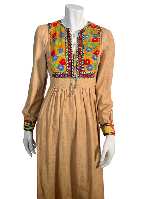 Vintage 60s to 70s Afghan Embroidered Hippie Dres… - image 3