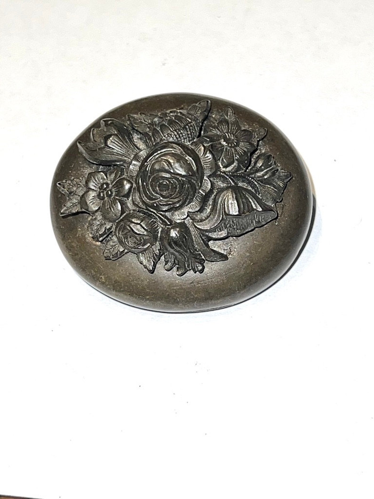 Rare Victorian Mourning Gutta Percha Locket Brooch Etsy