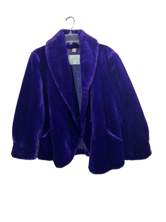 Vintage 80s Violet Purple Couture Helene Faux Fur… - image 6