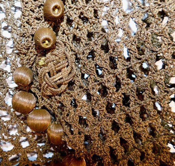 Amazing Antique Metallic Gold Woven Crocheted Vic… - image 7