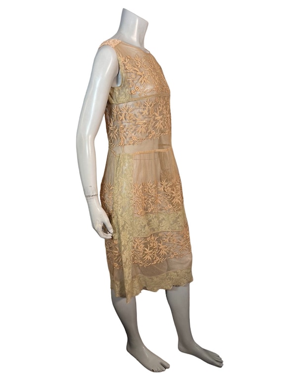 Gorgeous 1920s Embroidered Net & Filet Lace Flapp… - image 5