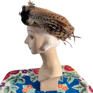 Rare 1900s Edwardian Pheasant Feather Toque Hat