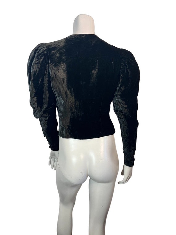 Vintage 1930s Black Velvet Zip Front Fitted Jacke… - image 5