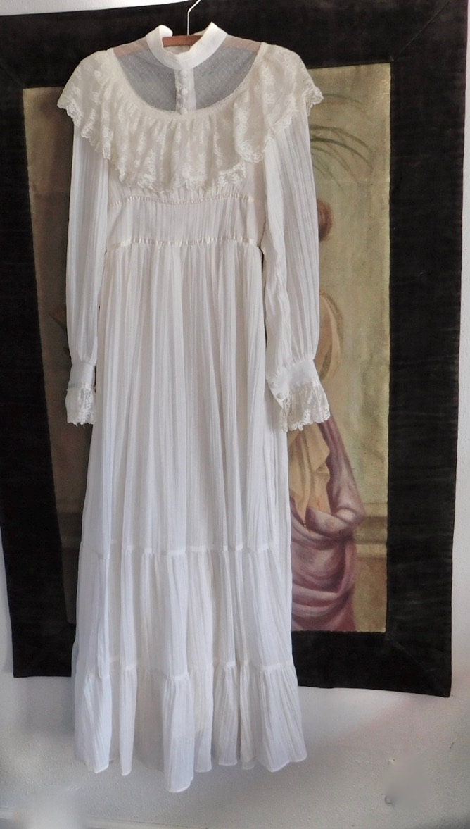 Fabulous White Crinkled Gunne Sax Victorian Style Cottagecore | Etsy