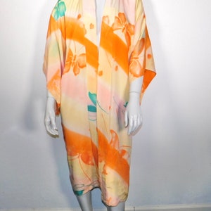 Beautiful Vintage 20s 30s Hand Painted Silk Butterfly Kimono image 5