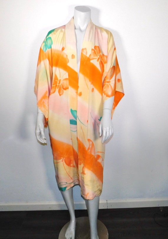 Beautiful Vintage 20s 30s Hand Painted Silk Butte… - image 5