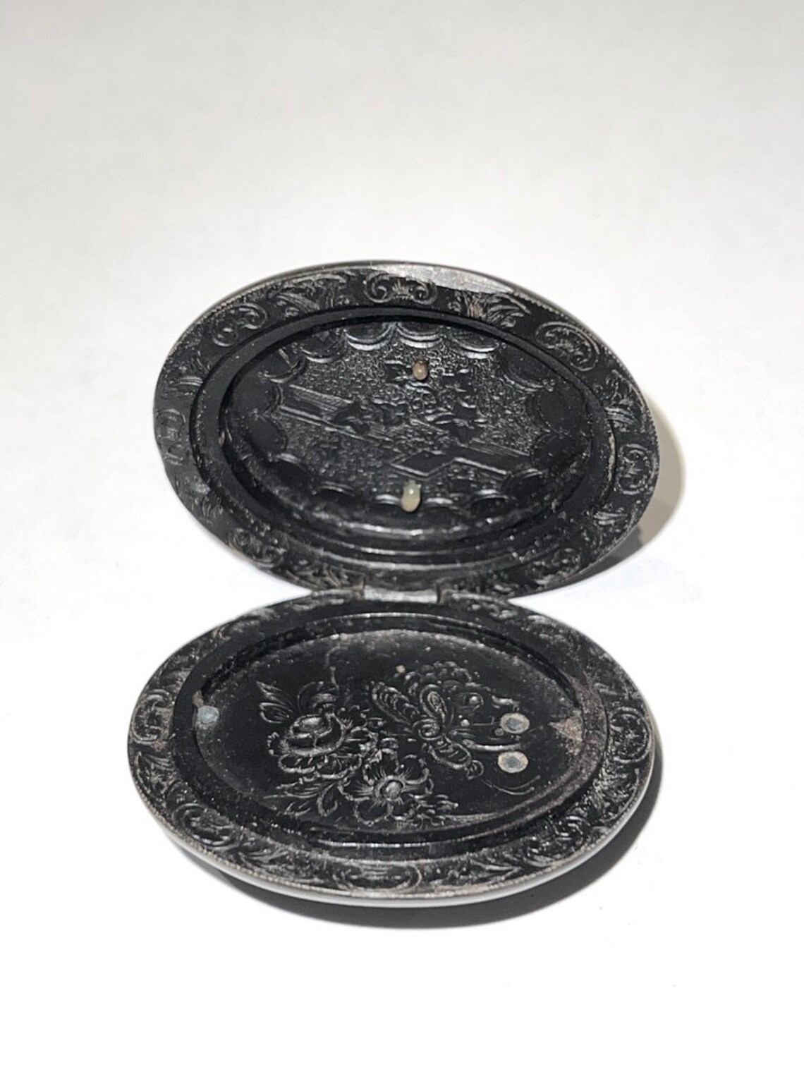 Rare Victorian Mourning Gutta Percha Locket Brooch Etsy