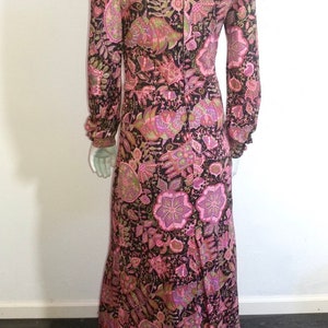 Gorgeous Early 70s Pink & Black Floral Maxi Dress - Etsy